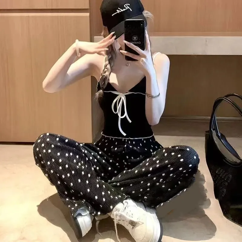 Y2K Cami Topพร้อมโบว์โบว์ด้านหน้าสปาเก็ตตี้Strap Crop Tank Topฤดูร้อนผู้หญิงShoujoสาวชุดยอดนิยม — image 4