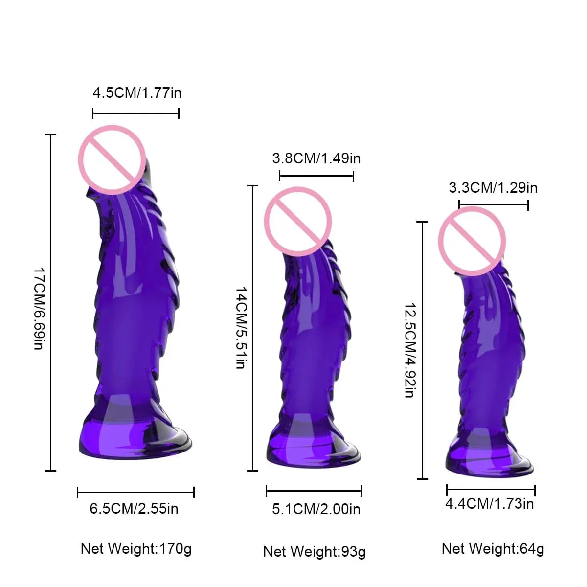 Dildo Kaca Spiral Bening Kristal dengan Dasar Cangkir Hisap Kuat Mainan Seks Vagina Anal Realistis Transparan untuk Pasangan Wanita Pria — image 3