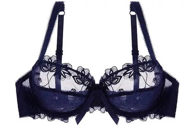 ผู้หญิงเซ็กซี่ Sheer ตาข่ายลูกไม้ชุดบาง Minimizer หน้าอกใหญ่ Bowknot Pure Desire ชุดชั้นใน Brassiere ชุดชั้นใน 34-40 BC — image 10