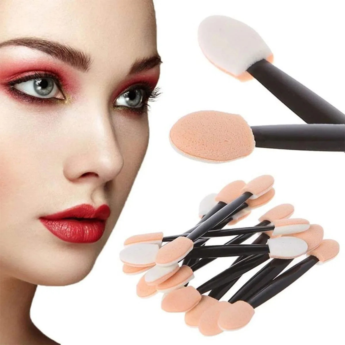 Kit di strumenti per trucco Deluxe da 300 pezzi usa e getta con custodia portatile Applicatore di rossetto Bacchette per mascara Pennelli per ombretti ciglia — image 3