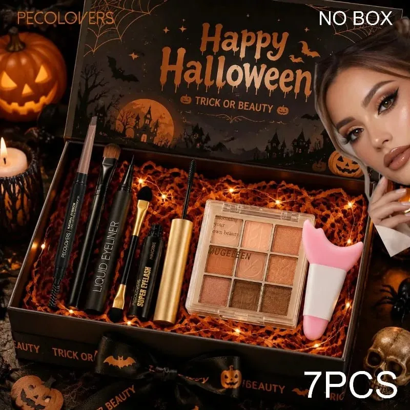 7 pezzi set occhi ombretto + matita eyeliner + occhio nero + matita per sopracciglia + strumenti per il trucco resa cromatica elevata set completo di cosmetici per gli occhi — image 2
