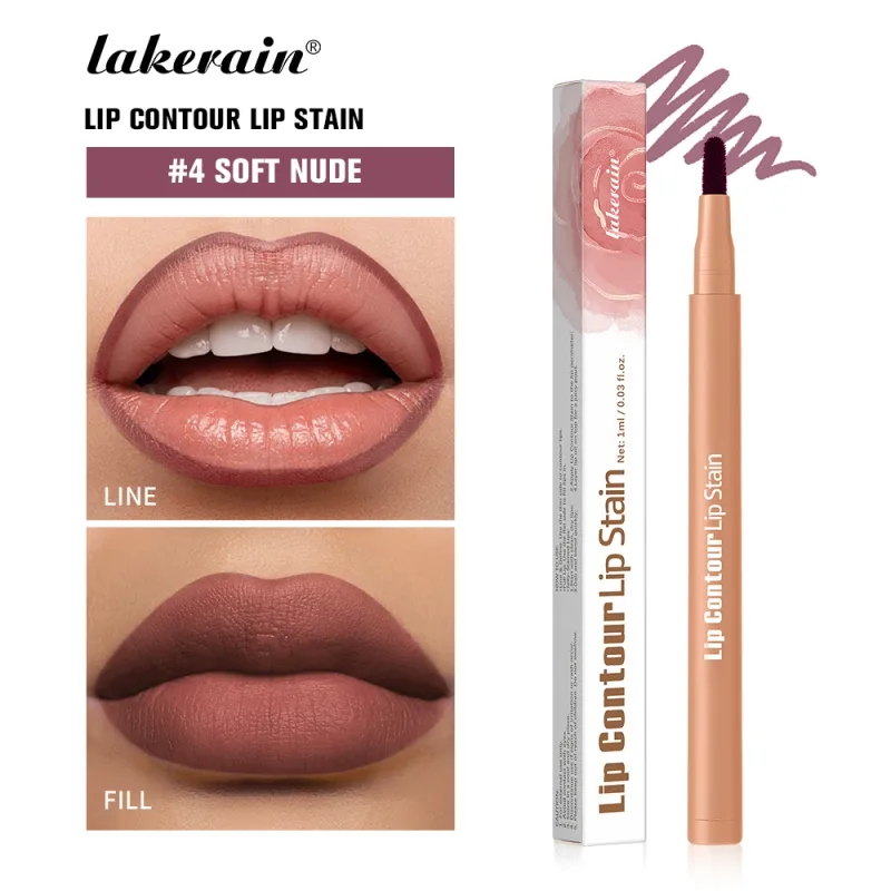 Lakerain Lip Contour Lip Stain ปากกา Smudge-proof Non-Stick CUP Moisturizing Lip แต่งหน้าเครื่องสำอางค์ 2-in- 1 Lip Stain & Liner — image 11