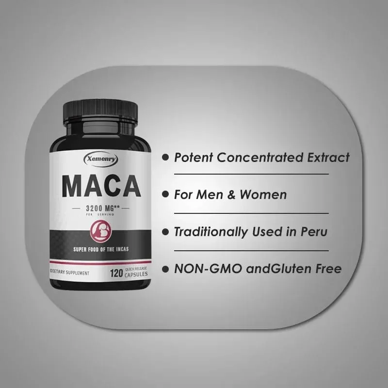 Ultimate Organic Black Maca Capsule Supplement 3200 Mg (na porci) 120 Quick Release Capsules Men's Enhancement Formula
