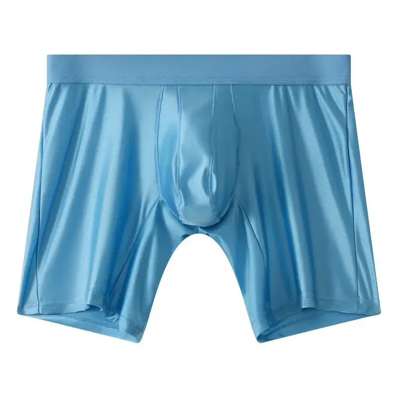 Intimo da uomo liscio e setoso, in raso elasticizzato, boxer a gamba lunga senza cuciture, custodia a tromba, mutande sportive, club party lingerie — image 14