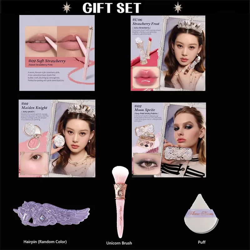 Flower Know Make-up-Set, Little Angel Collection, Make-up-Geschenkbox, Lidschatten, Rouge, mattierter Lippenstift, Textmarker, Komplettset, alles in einem — image 6