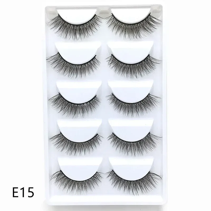 5Pairs 3D Handmade Fake Eyelashes Natural Long Thick Daily Makeup Thick Cross Eyelashes Eye Lashes — image 25