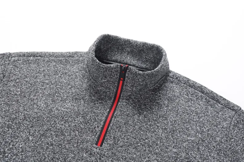 Sudaderas para hombre, jersey más grueso de primavera, jersey con cremallera de un cuarto para hombre, Sudadera con capucha para exteriores, sudadera de otoño, cuello alto de Color sólido — image 6