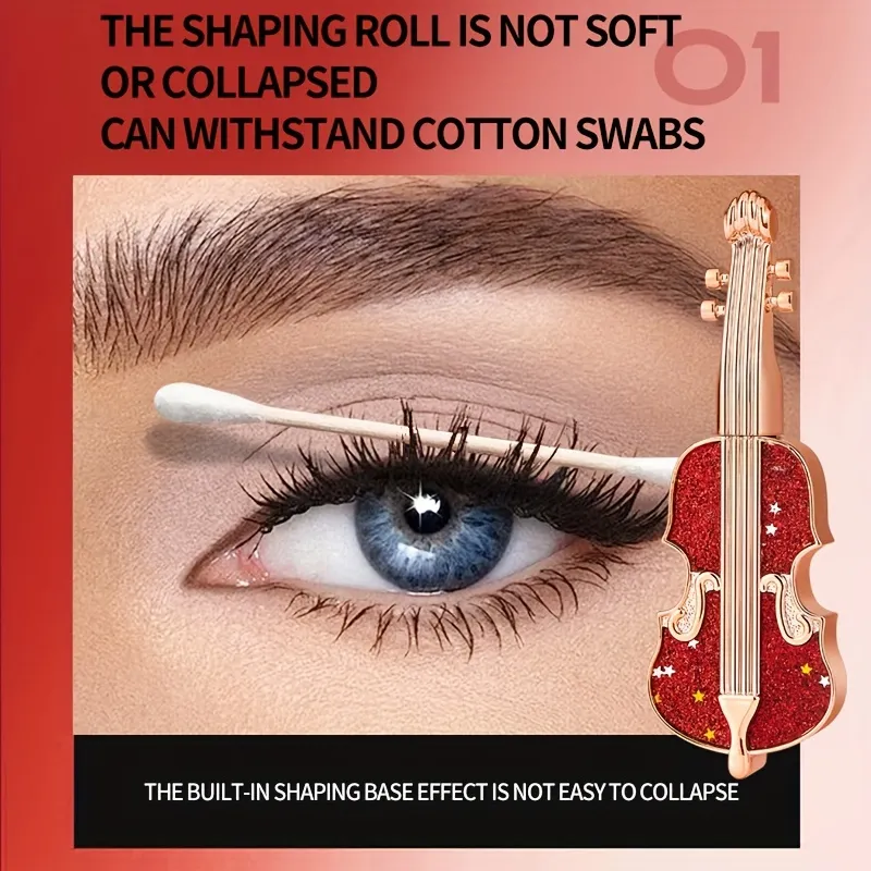 Violin Lengthening Curl Styling Mascara Waterproof Slim Long Curling Fine Brush Head Very Thin Lasting No Smudging Eye Makeup — image 4