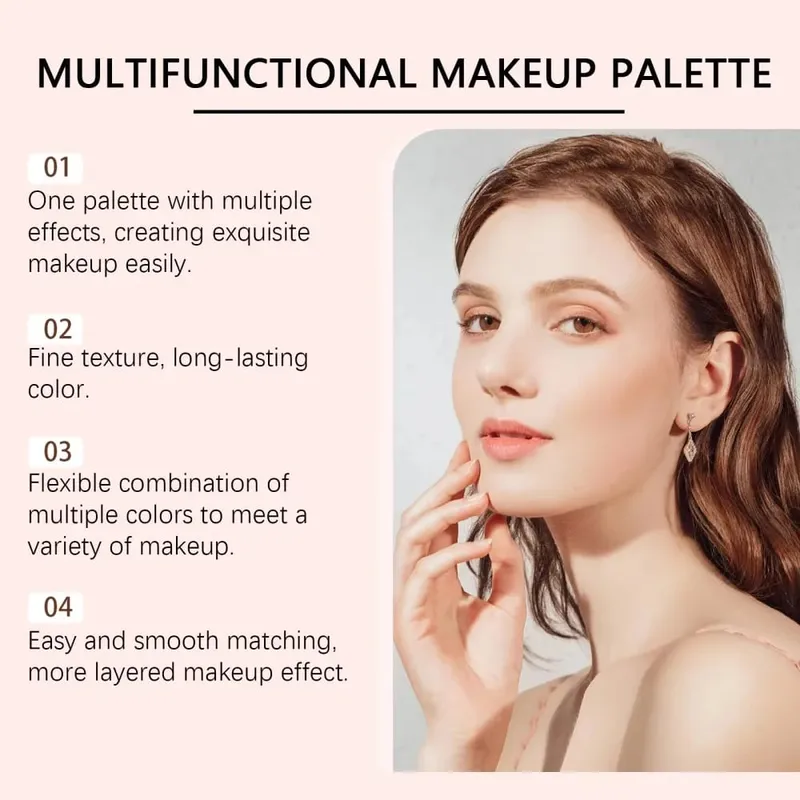 7 barev Multifunkční make-up paleta Integrovaná matná třpytivá tvářenka na oční stíny Highlight Contour Professional Paletka dárky — image 6