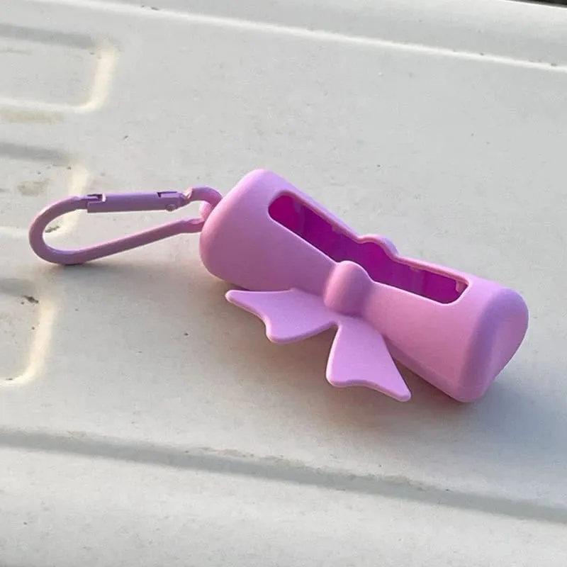 Bow Candy Peanut Shape Silikon Penutup Gincu Rantai Kunci Beg Simpanan Gincu Warna Pepejal Pemegang Balsem Bibir Ringan — image 15