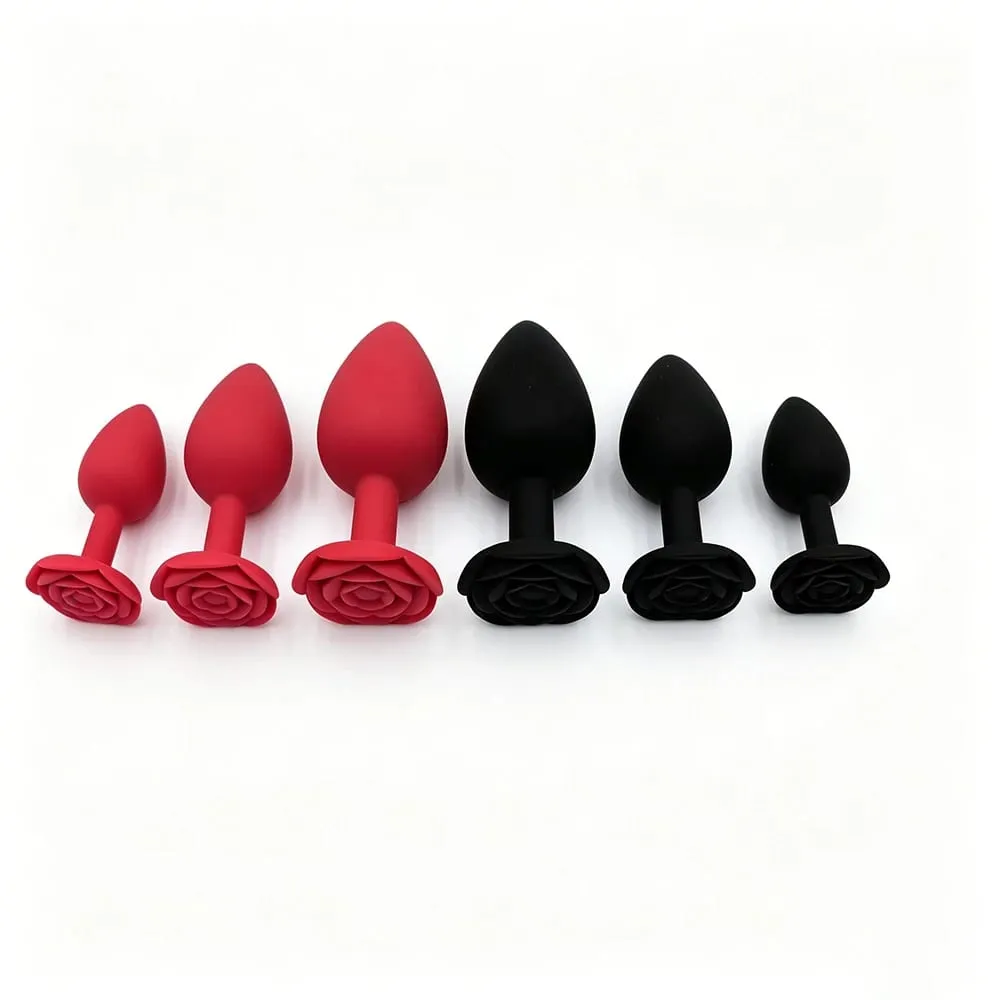 Zachte Siliconen Rose Bloem Anale Plug Beginner Tot Expert 3 Maten Butt Plug Anus Trainer Dildo Adule Speeltjes voor Paar Vrouwen Mannen — image 1
