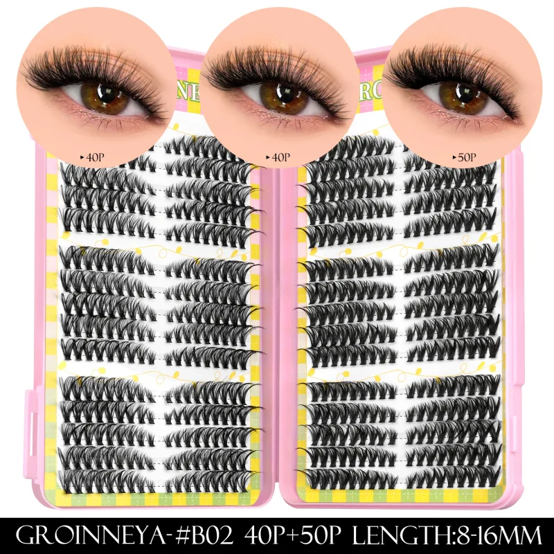 Cluster di ciglia 540 pz 60D + 100D Estensioni delle ciglia 2 stili Misti Lash Book Fluffy Cat Eye Ciglia Ciglia finte Trucco — image 9