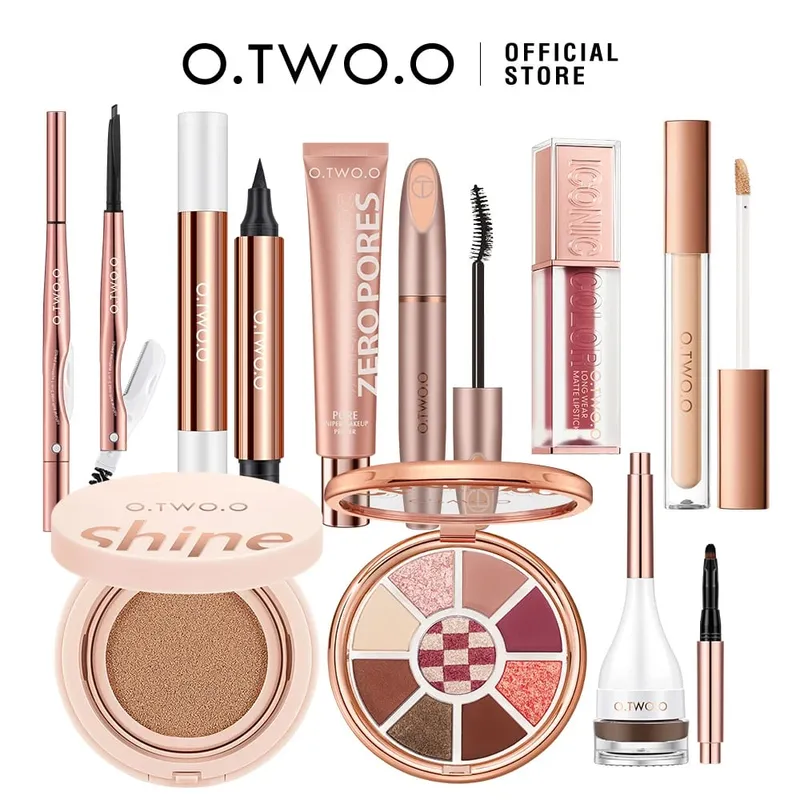 O.TWO.O Full Makeup Set Waterproof Mascara Eyeliner Foundation BB Cream Air Cushion Concealer Lipstick Face Primer Cosmetics Set