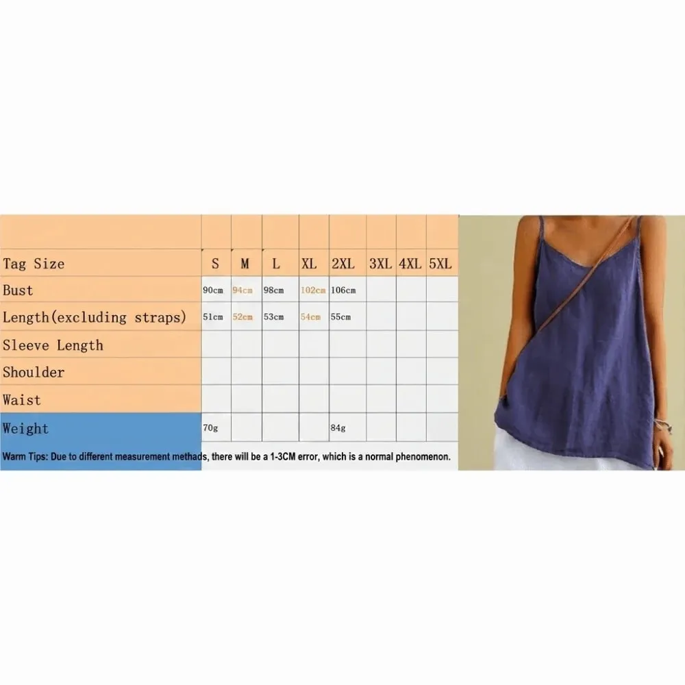 Top básico de algodão com alça espaguete, decote em V, sem mangas, regata solta, respirável, camis, roupa de verão — image 6