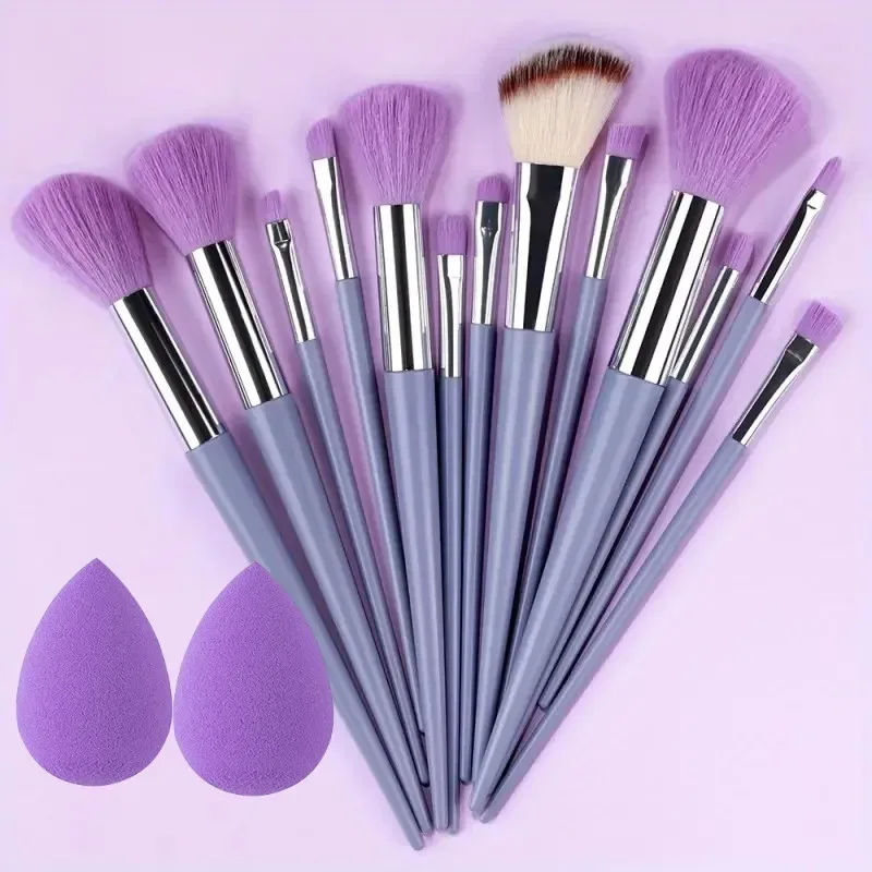 13 ชิ้น Soft Fluffy ชุดแปรงแต่งหน้าสำหรับเครื่องสำอางค์ Foundation Blush Powder อายแชโดว์ Kabuki ผสมฟองน้ำแต่งหน้าไข่ — image 15