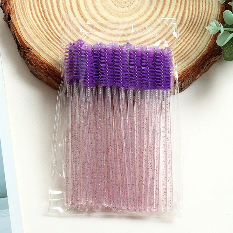 50 stk krystalstang engangsøjenvippebørster Øjenvippekam Øjenbrynskam Øjenvippekrølle Spiral Bærbar makeupbørste til flere formål — image 5