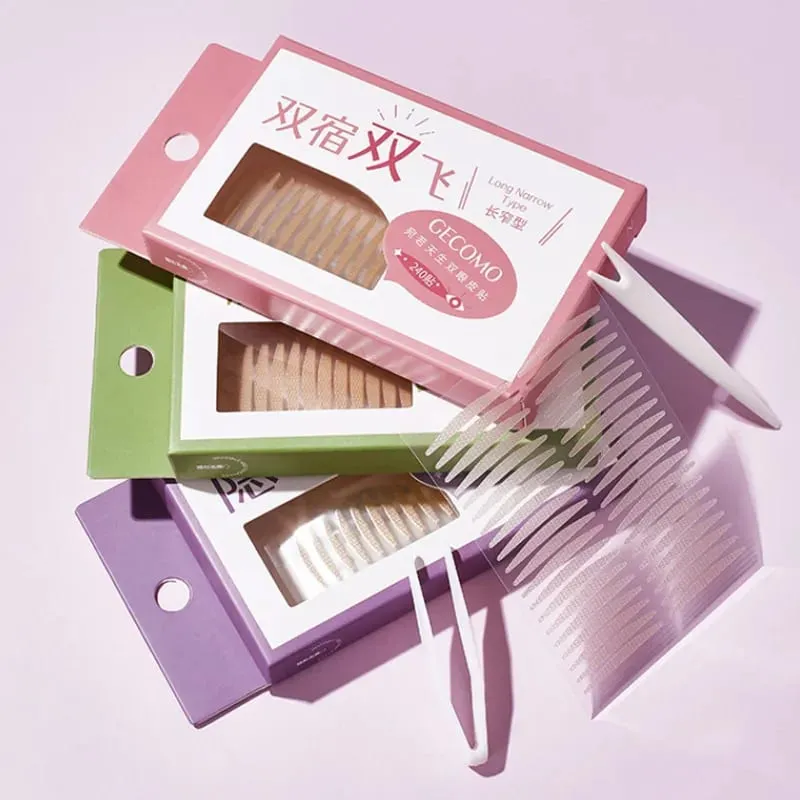 960PCS 보이지 않는 이중 눈꺼풀 테이프 스티커 오래 지속되는 이중 접이식 자체 접착 붙여 넣기 지우기 베이지 큰 눈 도구 — image 6