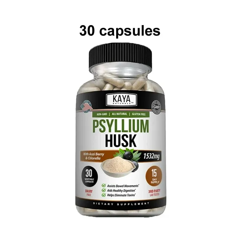 Capsules de cosse de psyllium - 1532 mg - Enrichies en racine de gingembre et en aloe vera pour favoriser la santé digestive et la détoxification de l'intestin