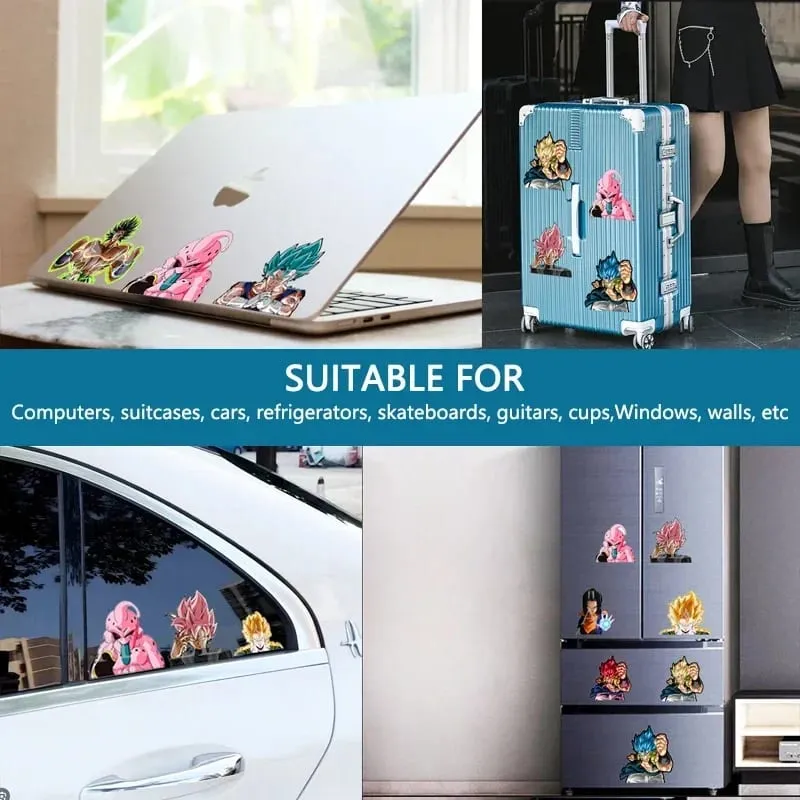 Anime 3D Lenticular Sticker Goku Vegeta Waterproof Decals for Car Refrigerator Skateboard Etc.kid's Gifts
