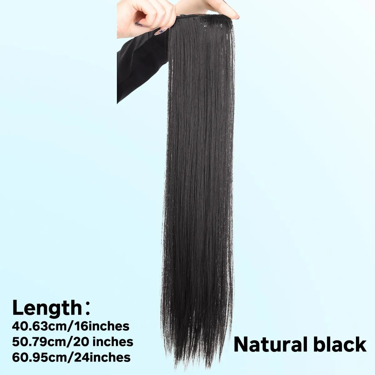 1pcs synthetic 16“20"24“ clip hair extension piece wig women's lightweight top replacement long straight hair — image 9