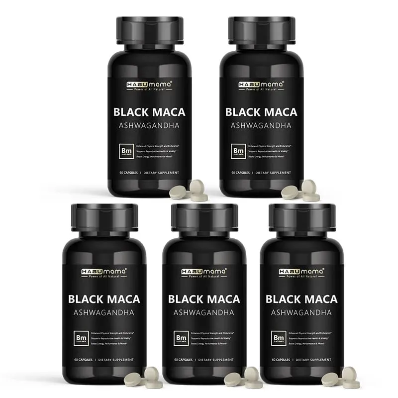 Maca noire biologique -60 comprimés 100% purs sans OGM, soutient la santé reproductive, énergisant naturel, rehausseur de performances d'endurance