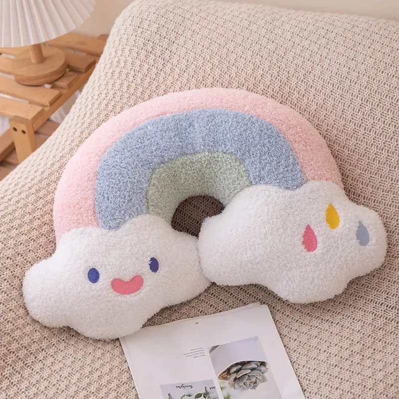 부드러운 플러시 무지개 던져 베개 박제 심장 호박 포옹 쿠션 유니콘 플러시 장난감 마사지 베개 소녀 침실 — image 8