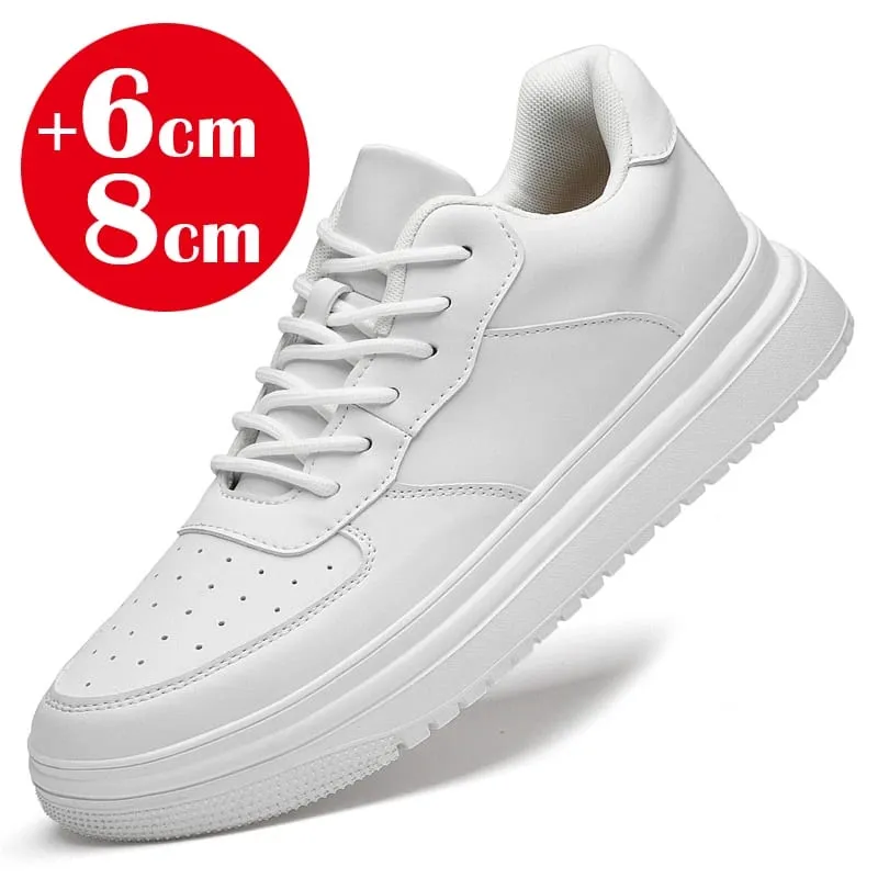 2026 nuevos zapatos con aumento De altura para Hombre, Zapatillas con elevador Invisible De 8cm, Zapatillas deportivas De cuero blanco para Hombre, talla grande 46 — image 2