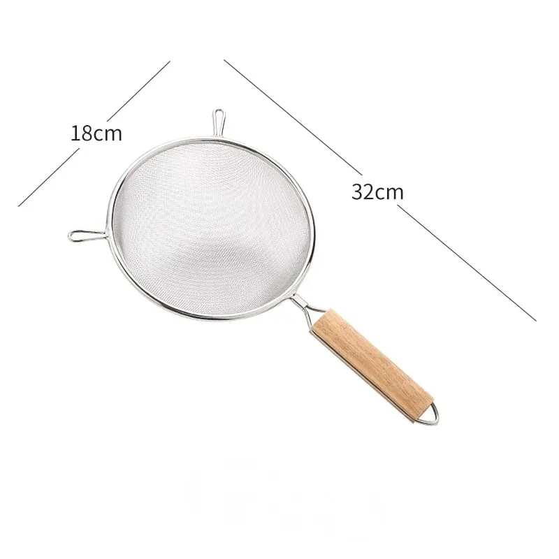 1-3 szt. Drewniany uchwyt przesiewacz do mąki i sitko z drobnymi oczkami ze stali nierdzewnej do pieczenia w domu gotowanie filtrowanie soków i proszku — image 11