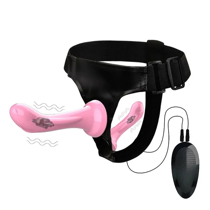 Vibrerande dubbel penetrationsrem på dildosele Justerbart bälte Analplugg med dubbla ändar Sexleksak för par Fjärrkontroll A — image 16