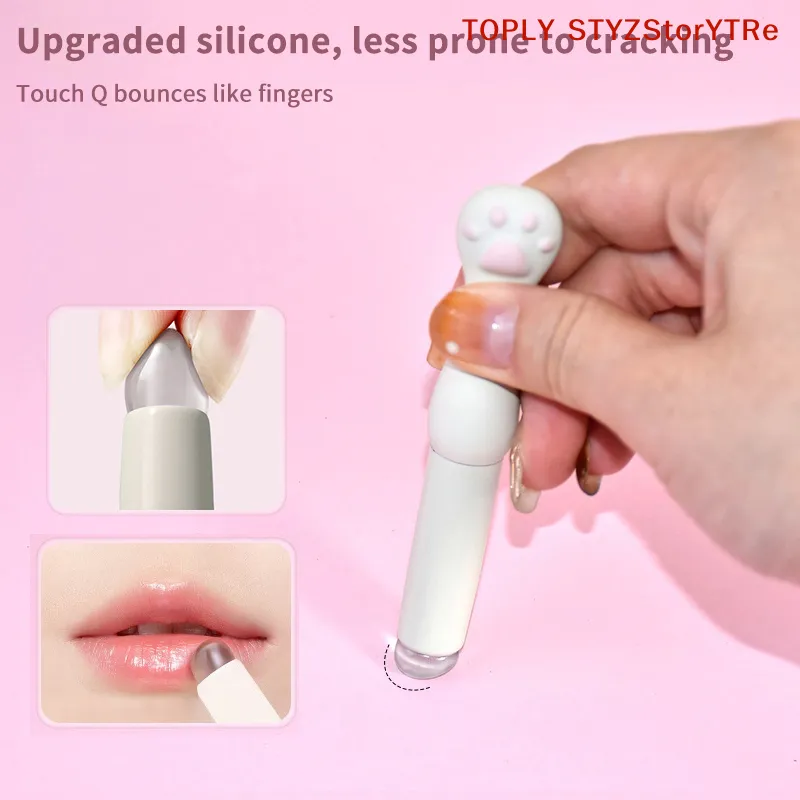 Silicone Lip Brush With Cover Angled Concealer Brushes Lip Balm Lip Gloss Angled Head Concealer Brushes Cat Paw Make Up Brushes — image 1