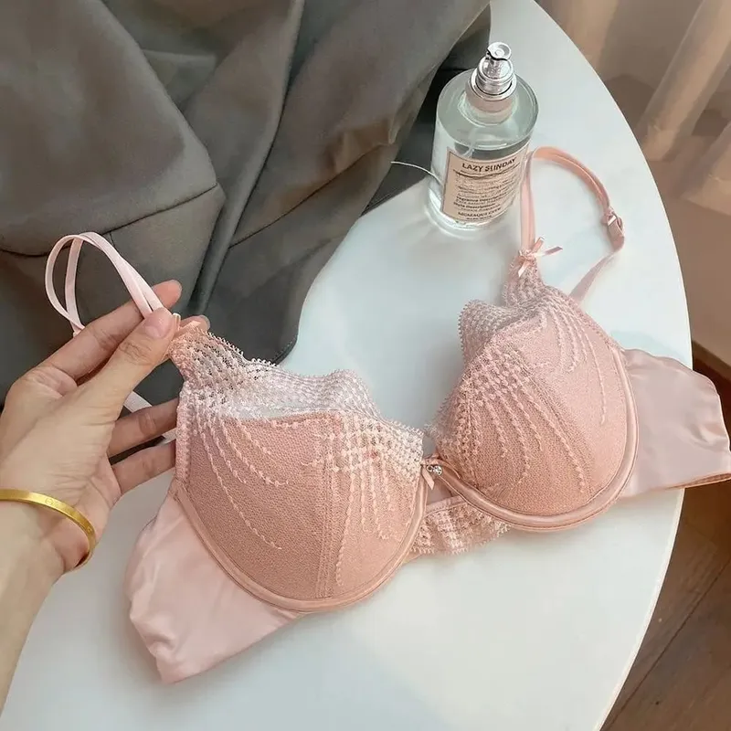 สุภาพสตรีชุดชั้นในลูกไม้ชุด PURE Desire ความงามลึก V สายรัดบางถ้วยบางนุ่ม Underwire Push-Up Bra กางเกง S-XL — image 11