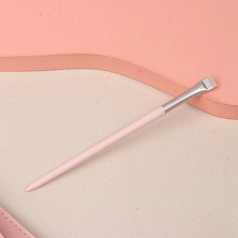 Pinceles profesionales de sombra de ojos de madera de ángulo plano, herramientas cosméticas de maquillaje, pinceles de maquillaje para ojos de color rosa, cepillo plano para delineador de ojos y cejas — image 4