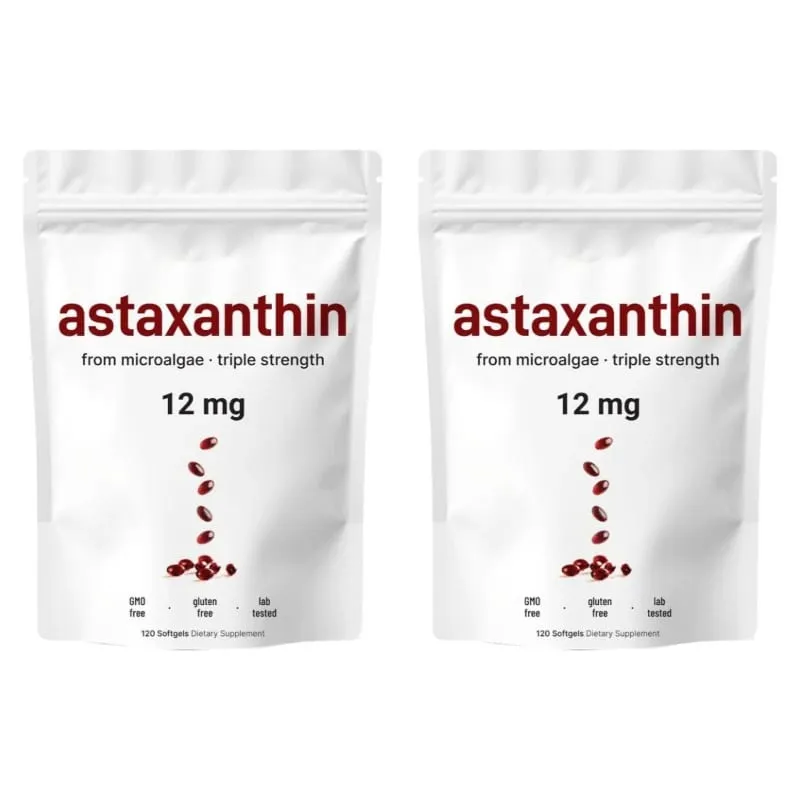 Ασταξανθίνη 12 mg ζελατίνης Softgels From Microalgae Αντιοξειδωτική Υποστήριξη Χωρίς ΓΤΟ χωρίς γλουτένη Εύκολο στην κατάποση 120 softgels — image 10