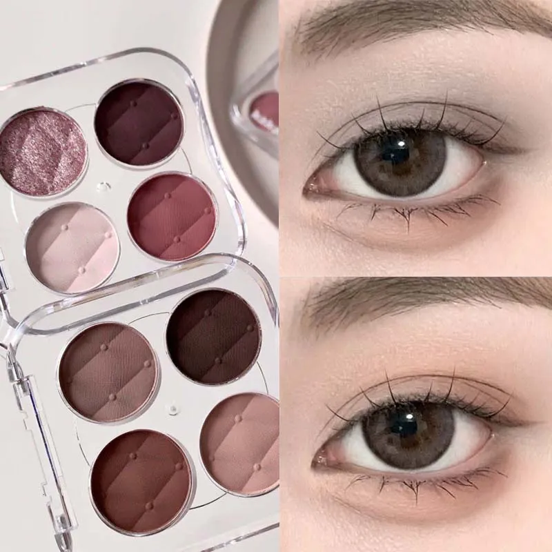 4 barvy Matné jemné třpytky Paletka očních stínů s nízkou sytostí Dlouhotrvající hedvábný a snadno barvící broskvový pudr Denní make-up očí — image 3