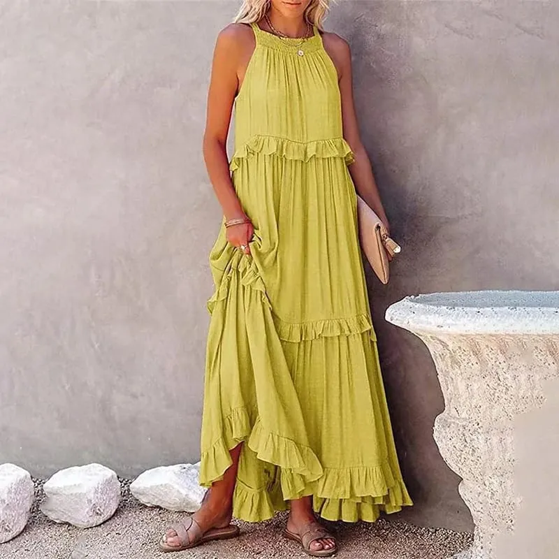 ผู้หญิงสบายๆ Ruffles ชุดยาวฤดูร้อน Elegant Sundress Elegant Harajuku Maxi ชุด Beach Party ชุดราตรี Vestido — image 13