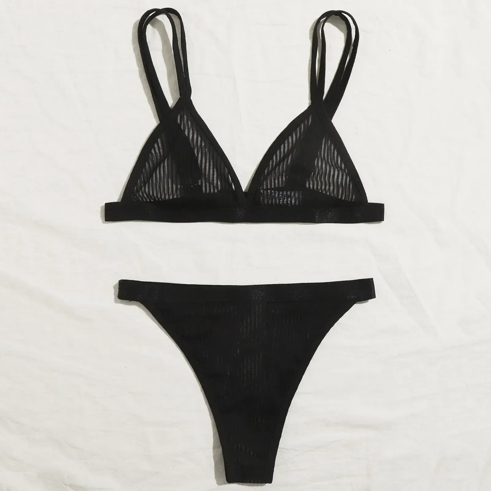 Set reggiseno da donna in tinta unita per donna Set lingerie con ferretto 2 pezzi Set tracolla sottile femminile in due pezzi Reggiseno + slip senza cuciture — image 4