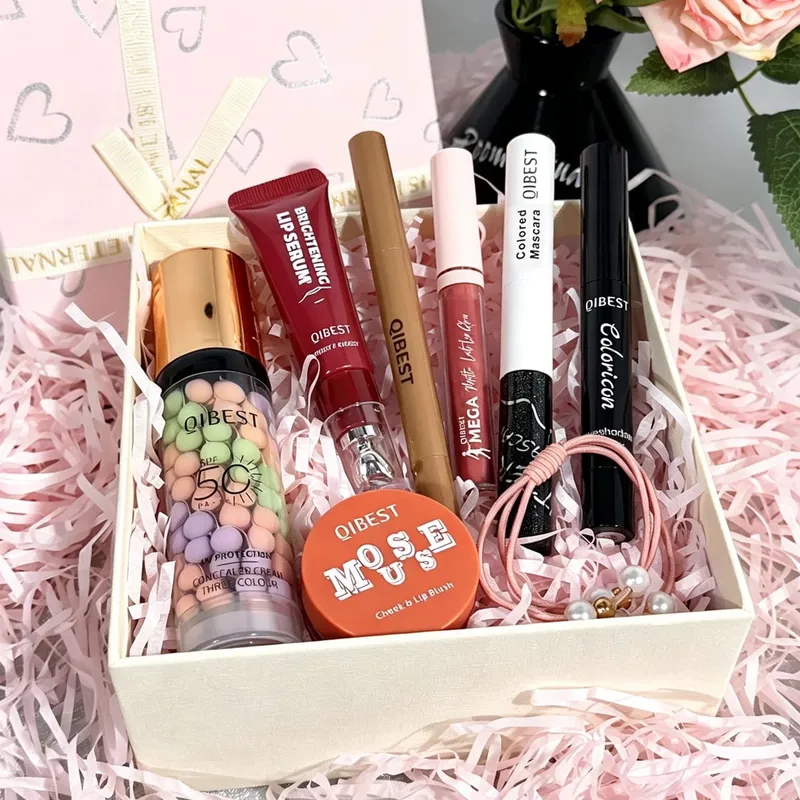 Set solek 7 keping lip gloss lip liner blush eyeshadow primer set solek maskara Hadiah Krismas