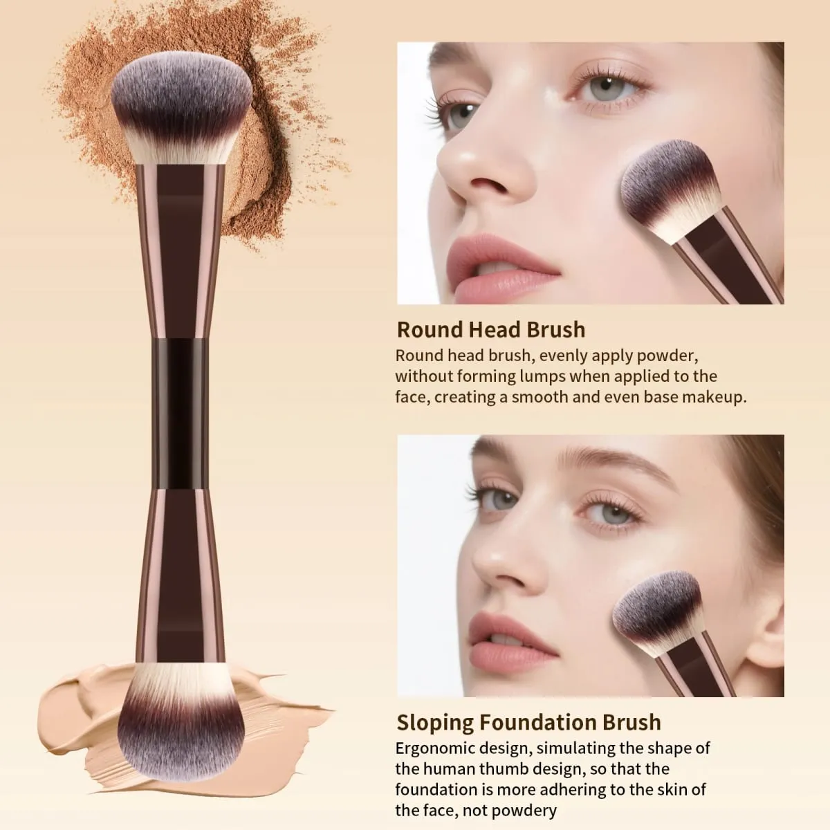 6 Buah Set Kuas Rias Kepala Ganda Kuas Alis Eyeshadow Kontur Perona Pipi Bubuk Alat Kosmetik Wajah Penuh