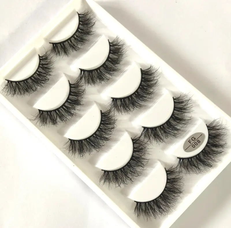 5 Pasang Bulu Mata Mink Buatan Tangan Bulu Mata Palsu Pendek Lebat Asli Bulu Mata Berantakan Panjang Bulu Mata Makeup Peringkat Boleh Diguna Semula — image 2