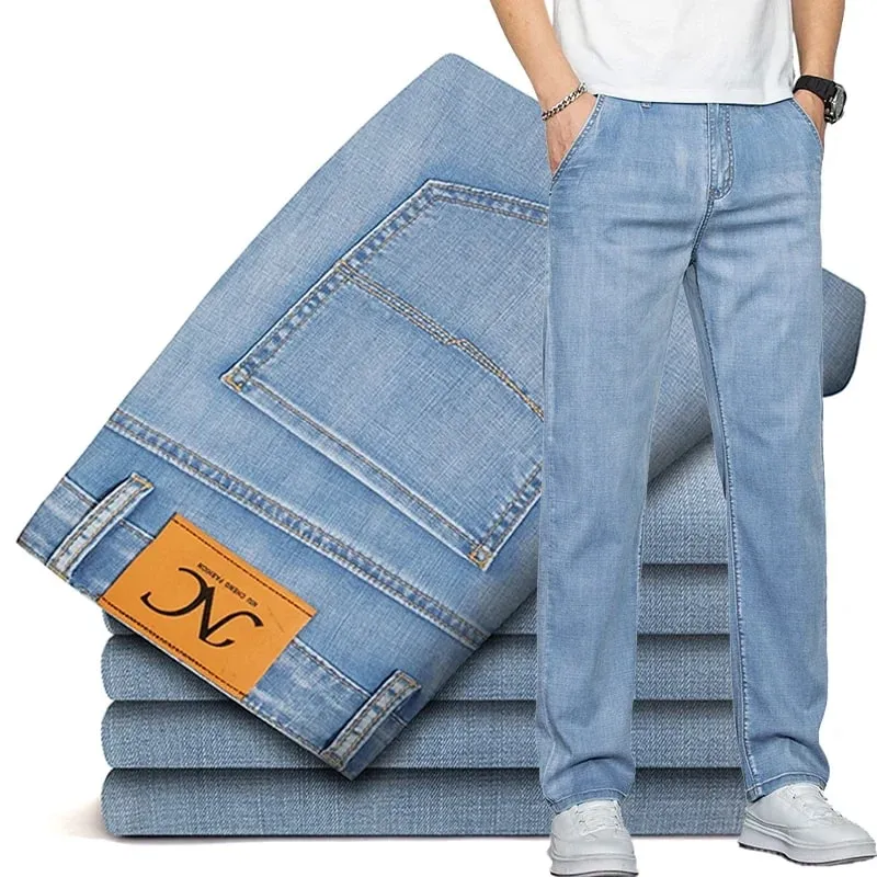 Jean Ultra-fin pour hommes, en tissu Lyocell, drapé doux, ample, droit, pantalon Denim décontracté, pantalon de rue à jambes larges, nouvelle collection été 2026 — image 2