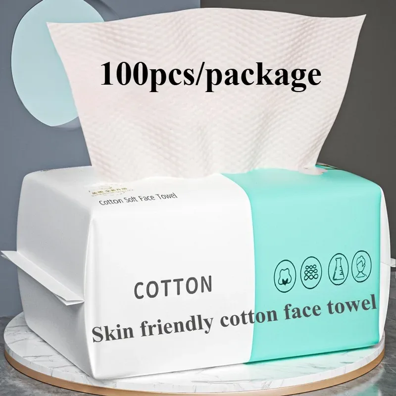 Wiederverwendbares, verdicktes Gesichtstuch. Eine Packung mit 50/100 Stück pro Packung. Reisereiniger, Nass- und Trocken-Make-up-Entferner, Werkzeug aus weichem Baumwollstoff