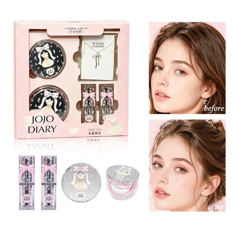 Coffret cadeau de maquillage Ballet Day, kit cosmétique tout-en-un avec fard à joues et rouges à lèvres, collier à nœud, jolie boîte rose — image 2
