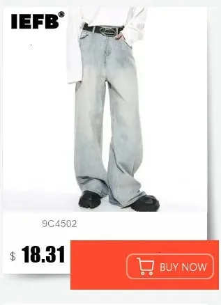 Amerikanische Herrenjeans, einfarbig, mit mehreren Taschen, lässige, abgenutzte Hosen, Dekonstruktion, weites Bein, Denim-Hosen 9W4066