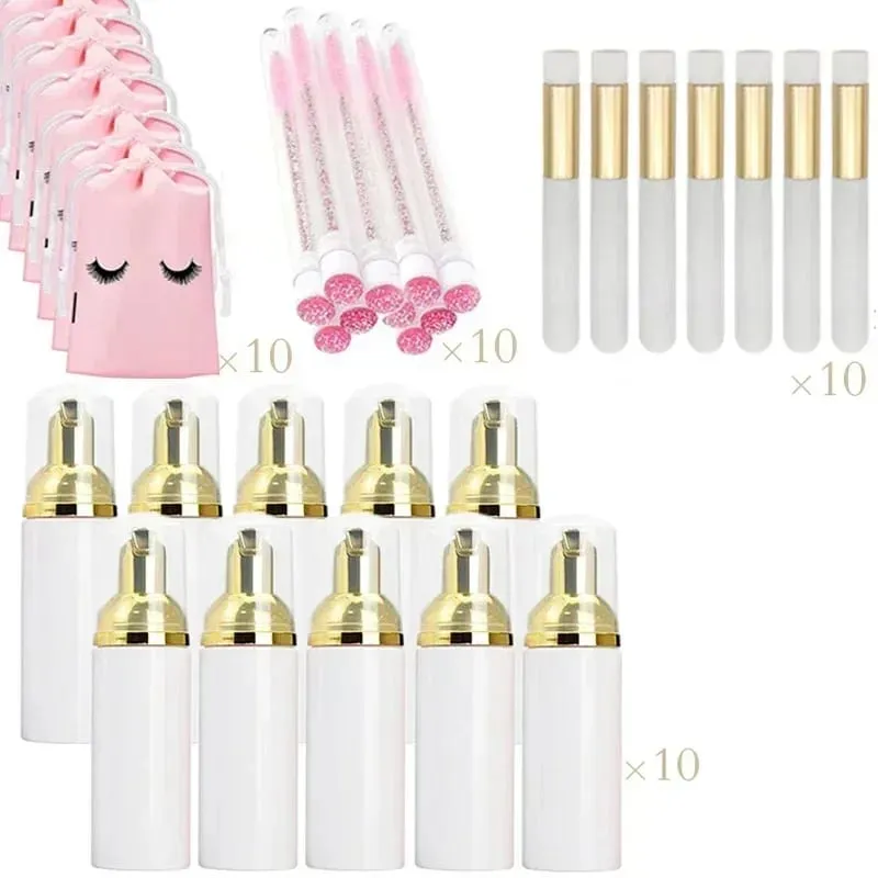 40pcs Empty Lash แชมพูขวดและชุดแปรงปั๊มโฟมและจมูก Pore แปรงทำความสะอาดลึก Eyelash EXTENSION TUBE — image 9