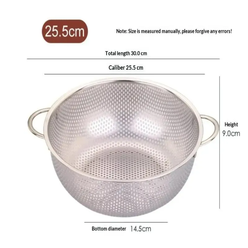 ♥ Foro da cucina in acciaio inossidabile Setaccio a rete densa Colino Setaccio Cestini per lavare frutta/verdura/riso — image 13