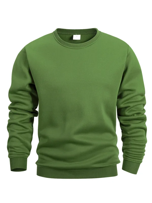 Sweater Leher Krew Lelaki Warna Pepejal Sweatwear Spring Outdoor Kasual Harian Lengan Panjang Pullover Hoodie Pakaian Sukan Lelaki — image 8
