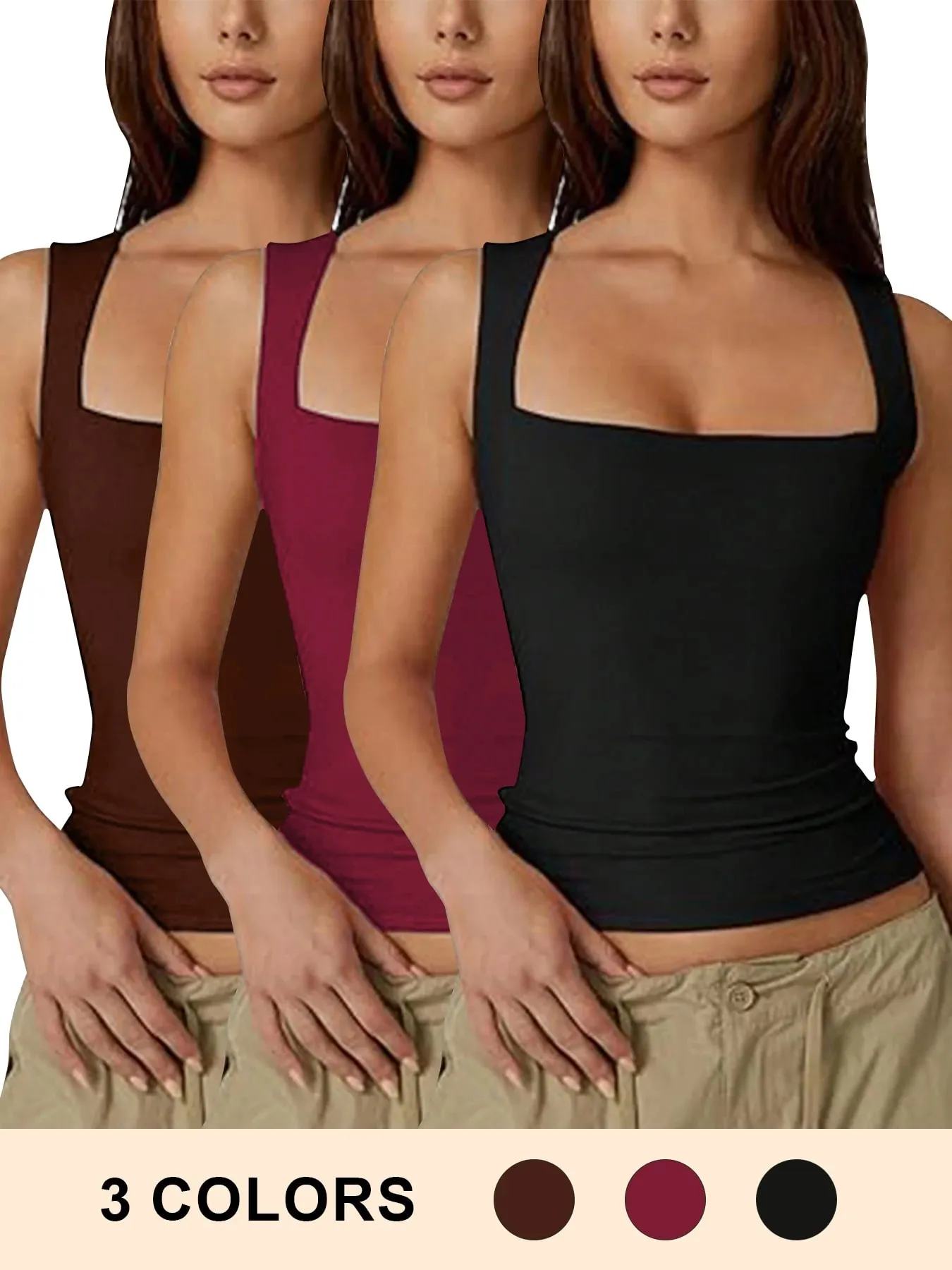 2026 sommer frauen Square Neck Ärmellose Doppel Schicht Tank Top Grundlegende Engen T-shirt Y2k Solide Sexy Goth Tank Top frauen Kleidung — image 5