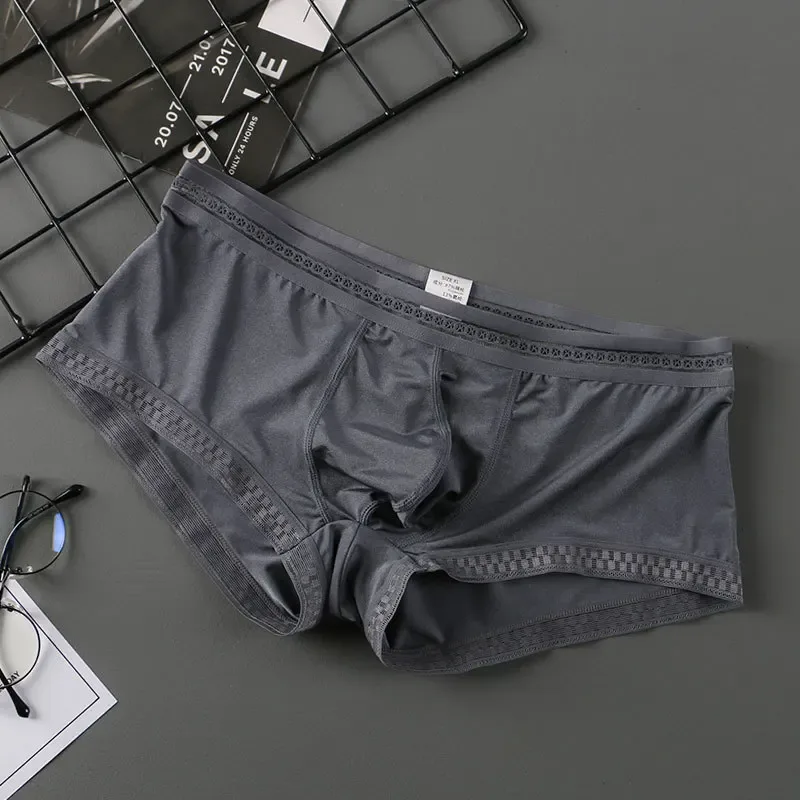 Hot Selling Ice Silk Men Underwear Seamless Transparent Boxer Shorts Ultra-thin Breathable Comfortable Panties Underpants — image 3