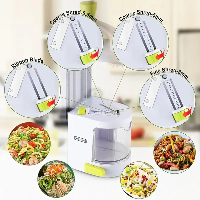 Spiralizer Sayuran 4-IN-1 Pisau Pusing Spiralizer Sayuran Pembuat Mee Zucchini dengan Cawan Sedut Penghiris Pemotong Sayur — image 9