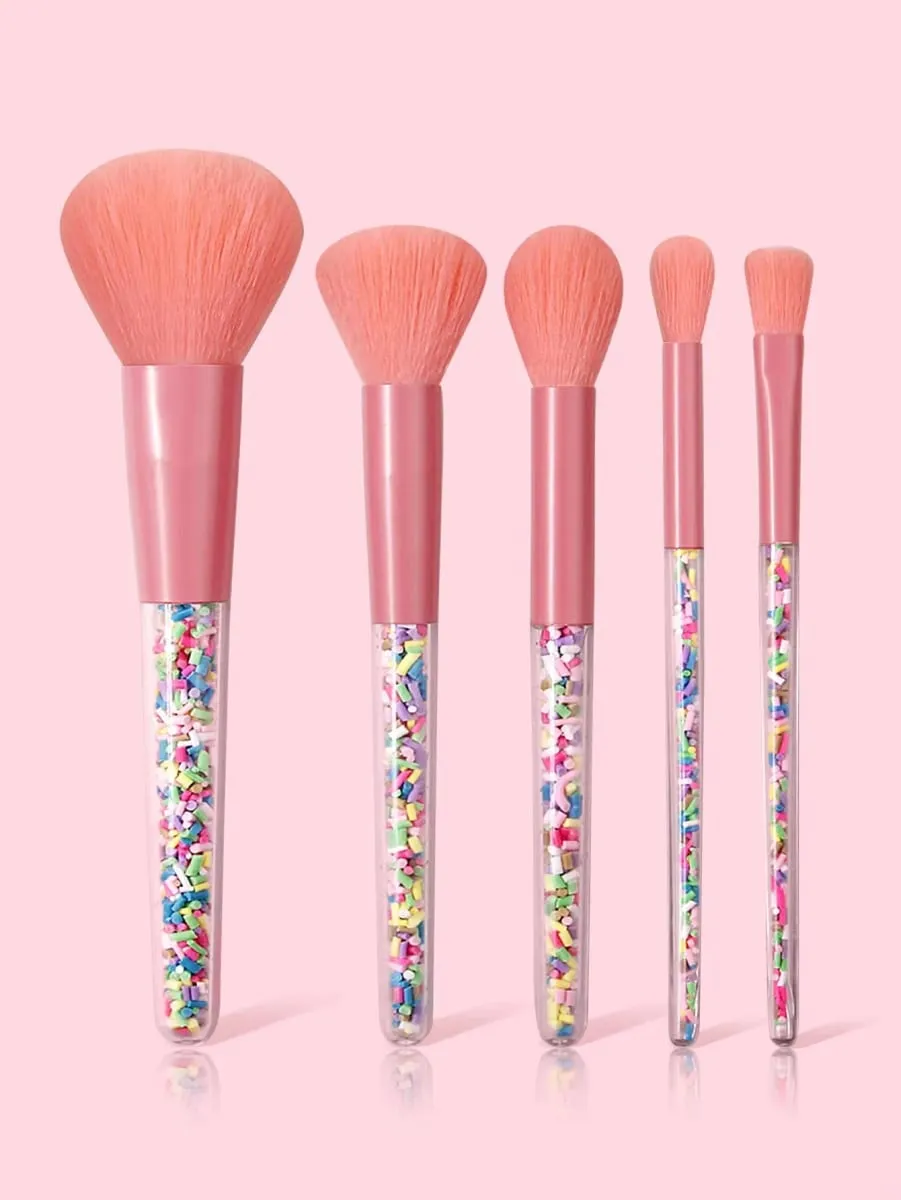 Sada 5 ks růžových štětců na make-up Sada měkkých kosmetických štětců pro líčení obličeje a očí pro začátečníky Denní kosmetické nástroje pro líčení — image 6